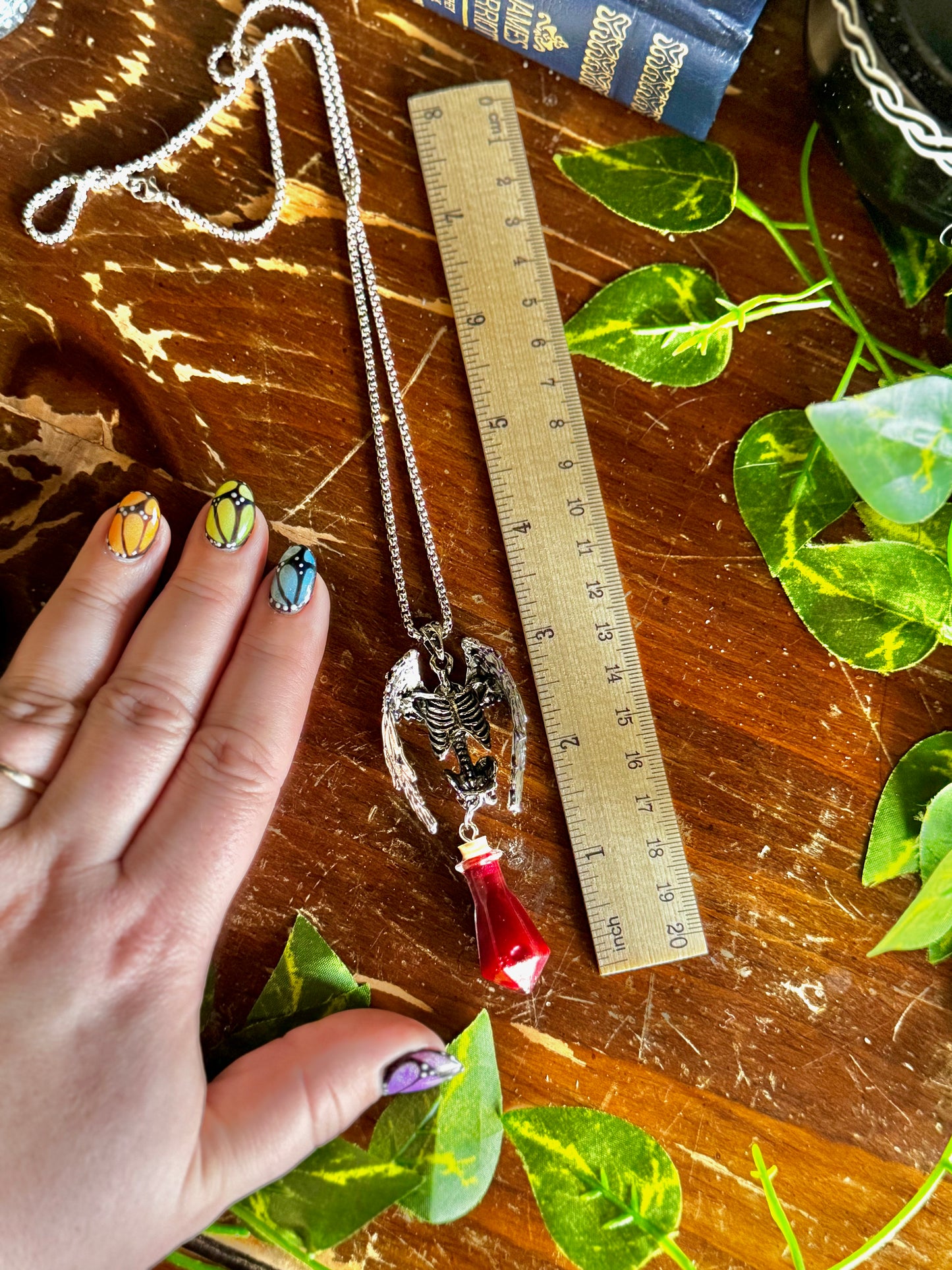 Immortal Potion Pendant Necklace | Vampire Potion Jewelry | Gothic Red Vial Necklace | Dark Academia Jewelry | Witchy Fantasy Pendant