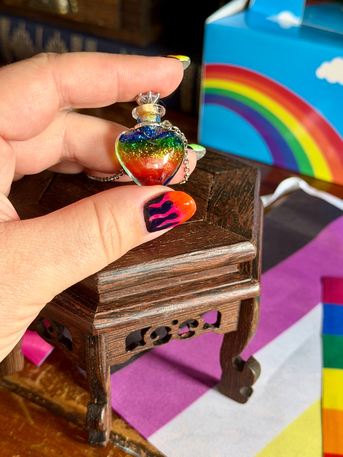 Rainbow Pride Flag Heart Pendant | Handmade LGBTQ+ Glass Necklace | Queer Gift | Pride Jewelry