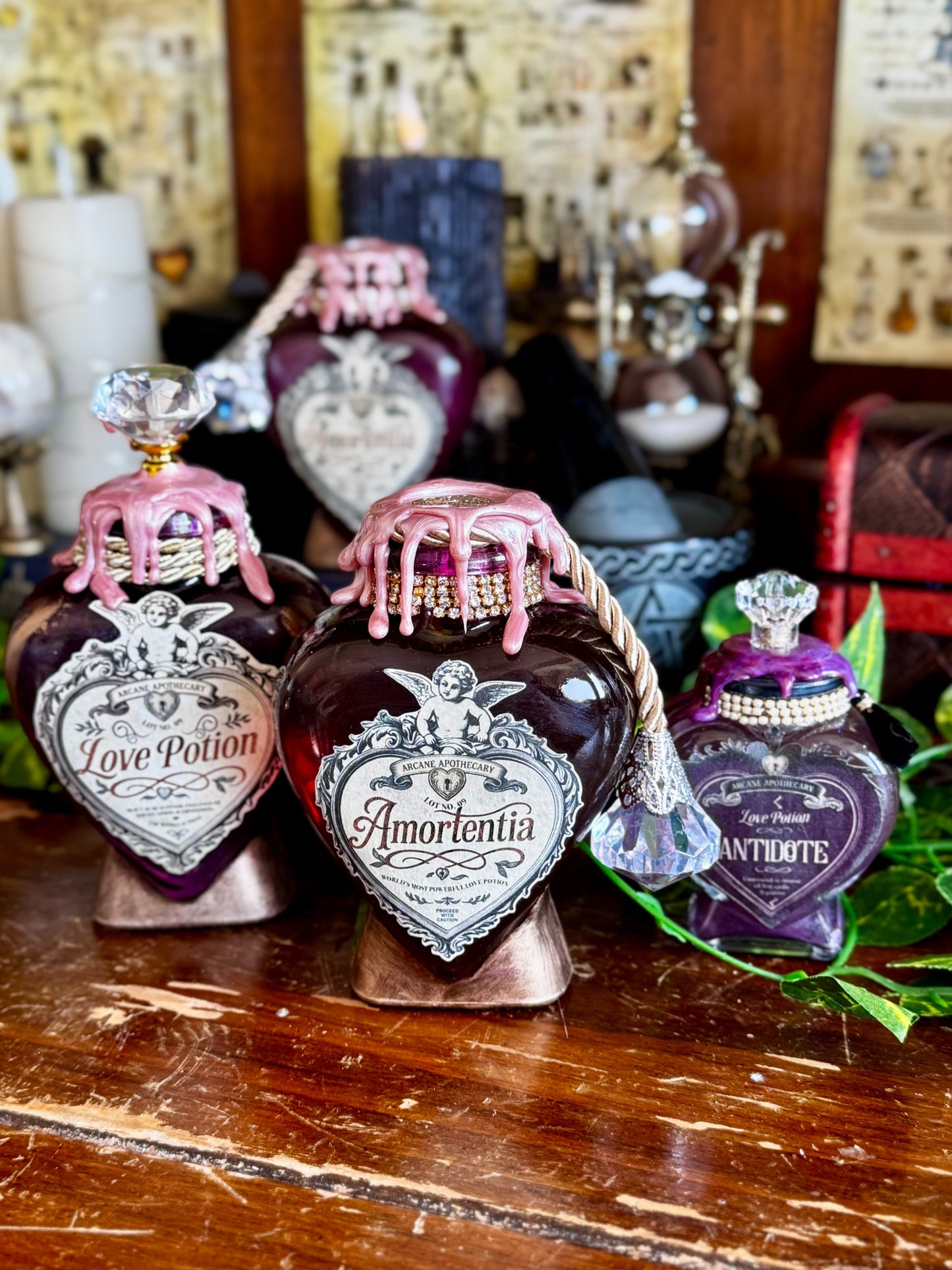 Amortentia Love Potion | Decorative Swirling Decor Heart Bottle | Wizarding World Prop