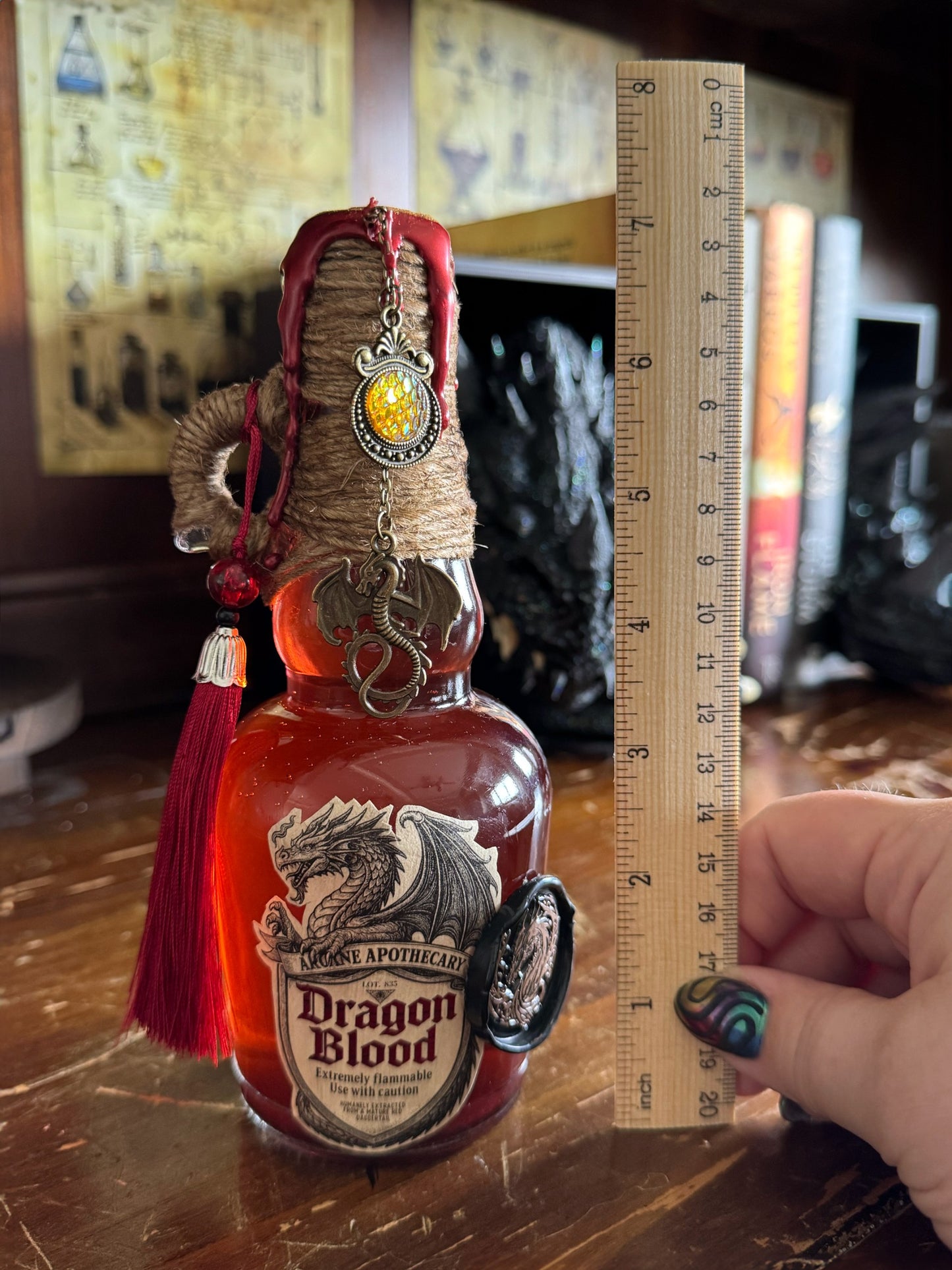 Dragon Blood Display Potion | Fantasy Shelf Decor | Interactive Color Change Elixir Bottle