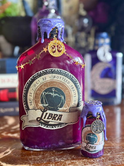 Libra Zodiac Potion Bottle | Bottled Traits of Libra | Astrology Gift | Rose Quartz Crystal Potion | Witchy Zodiac Decor | Libra Birthday Gift