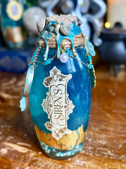 Siren’s Song Potion | Mermaid Decor | Ocean Bottle Art | Fantasy Decor | Coastal Gothic Display