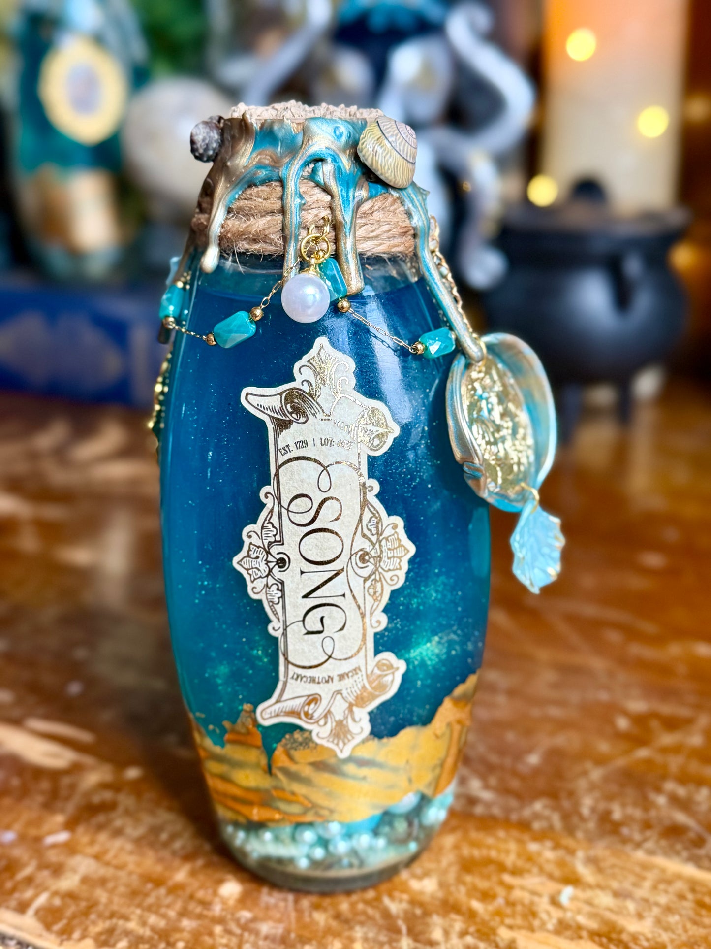 Siren’s Song Potion | Mermaid Decor | Ocean Bottle Art | Fantasy Decor | Coastal Gothic Display
