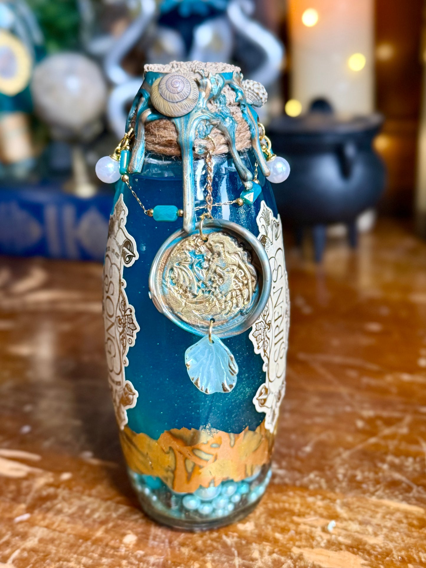 Siren’s Song Potion | Mermaid Decor | Ocean Bottle Art | Fantasy Decor | Coastal Gothic Display