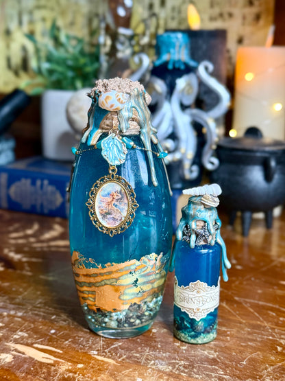 Siren’s Song Potion | Mermaid Decor | Ocean Bottle Art | Fantasy Decor | Coastal Gothic Display