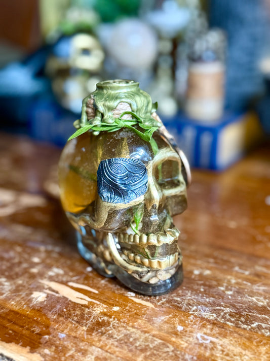 Dead Man’s Cursed Waters Potion | Pirate Decor | Skull Bottle | Gothic Ocean Decor | Dark Academia Art