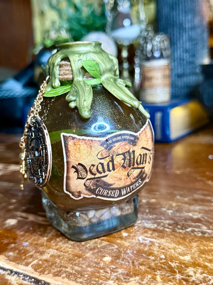 Dead Man’s Cursed Waters Potion | Pirate Decor | Skull Bottle | Gothic Ocean Decor | Dark Academia Art