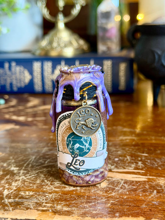 Mini Zodiac Leo Potion Collectible | Astrology Decor | Witchy Display Bottle