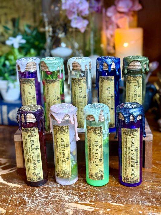 Poison Garden | FULL Set of 9 Mini Potions | Dark Academia Display Bottle Collection