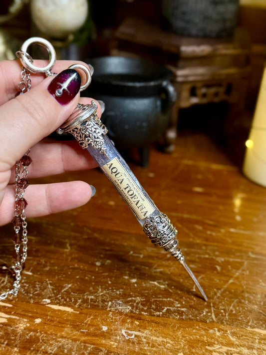 Imitation Poison Syringe Pendant | Aqua Tofana | Gothic Apothecary Necklace | Historical Poison Jewelry | Made To Order