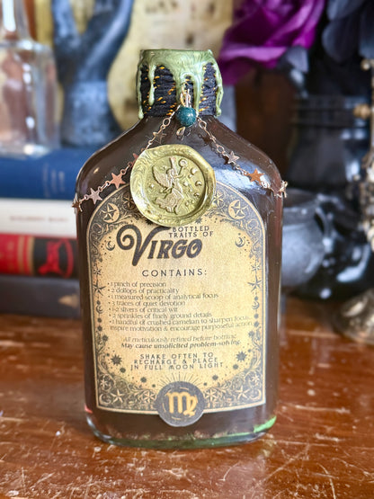 Virgo Zodiac Potion Bottle | Astrology Gift for Virgo | September Birthday Gift | Carnelian & Agate | Witchy Celestial Decor