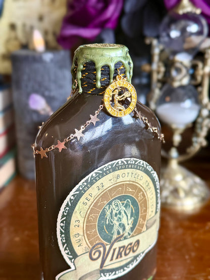 Virgo Zodiac Potion Bottle | Astrology Gift for Virgo | September Birthday Gift | Carnelian & Agate | Witchy Celestial Decor