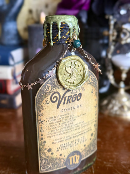 Virgo Zodiac Potion Bottle | Astrology Gift for Virgo | September Birthday Gift | Carnelian & Agate | Witchy Celestial Decor