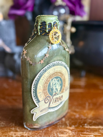 Virgo Zodiac Potion Bottle | Astrology Gift for Virgo | September Birthday Gift | Carnelian & Agate | Witchy Celestial Decor