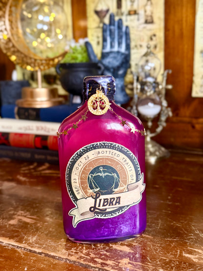 Libra Zodiac Potion Bottle | Bottled Traits of Libra | Astrology Gift | Rose Quartz Crystal Potion | Witchy Zodiac Decor | Libra Birthday Gift