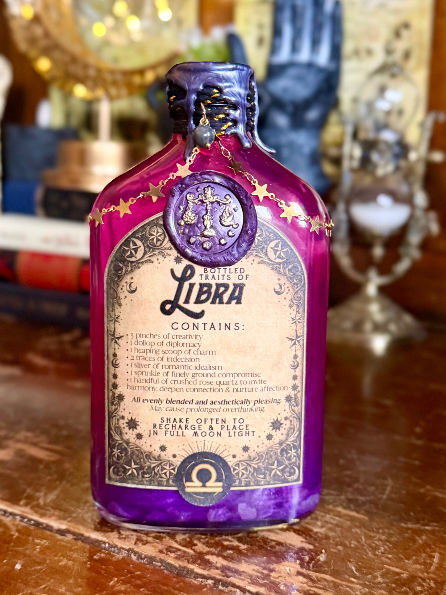 Libra Zodiac Potion Bottle | Bottled Traits of Libra | Astrology Gift | Rose Quartz Crystal Potion | Witchy Zodiac Decor | Libra Birthday Gift