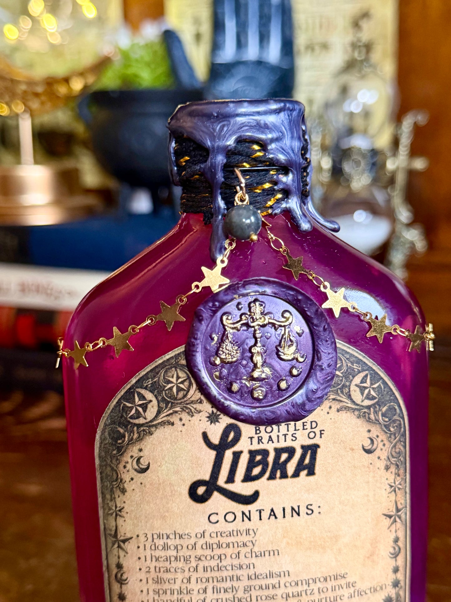 Libra Zodiac Potion Bottle | Bottled Traits of Libra | Astrology Gift | Rose Quartz Crystal Potion | Witchy Zodiac Decor | Libra Birthday Gift