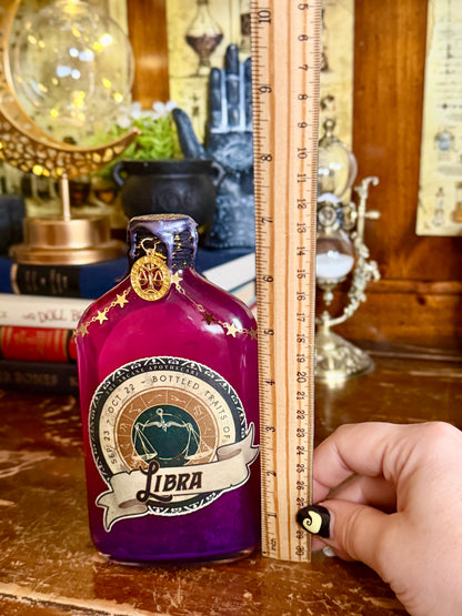 Libra Zodiac Potion Bottle | Bottled Traits of Libra | Astrology Gift | Rose Quartz Crystal Potion | Witchy Zodiac Decor | Libra Birthday Gift
