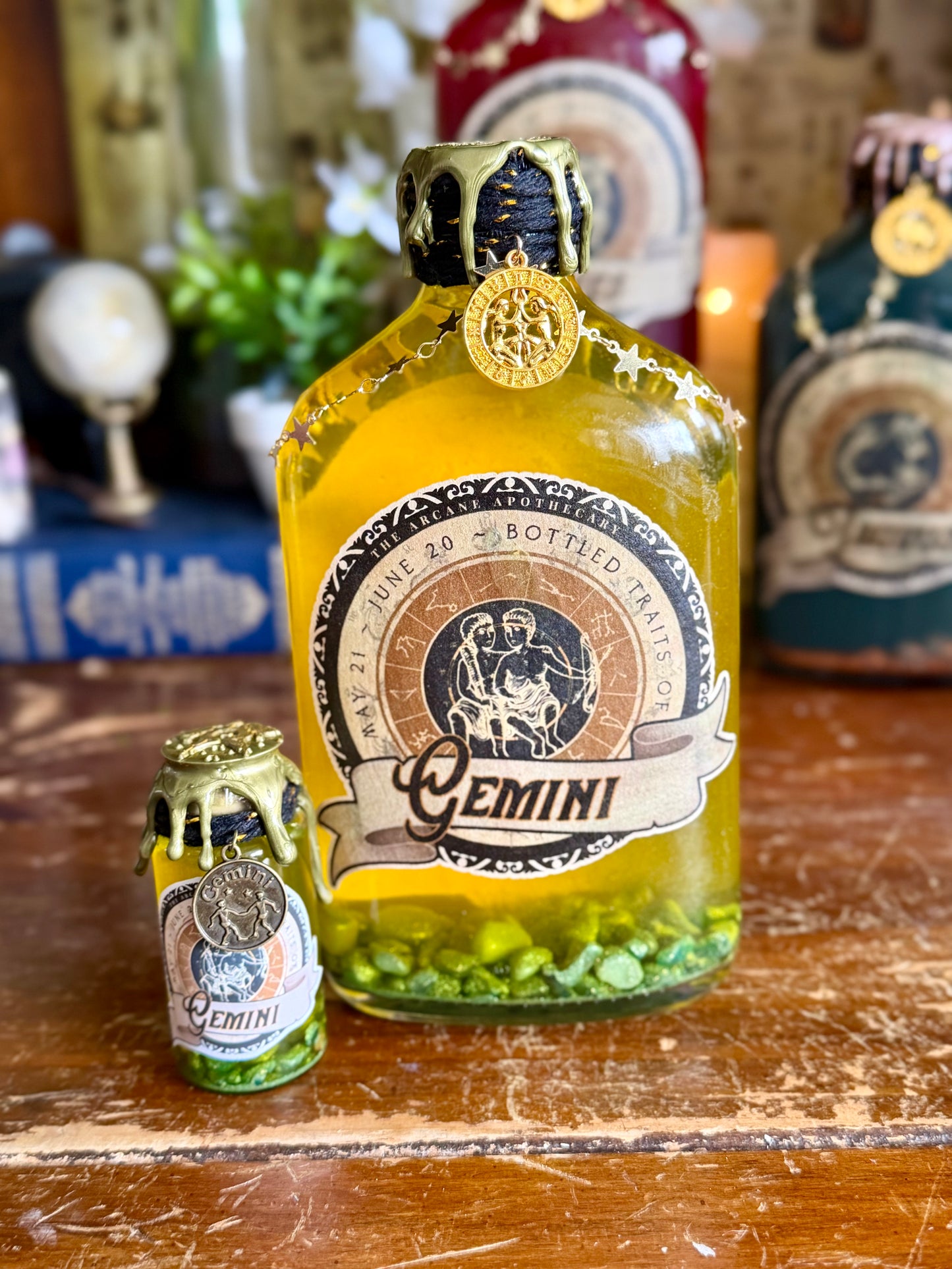 Zodiac Gemini Potion Collectible | Astrology Decor | Witchy Display Bottle