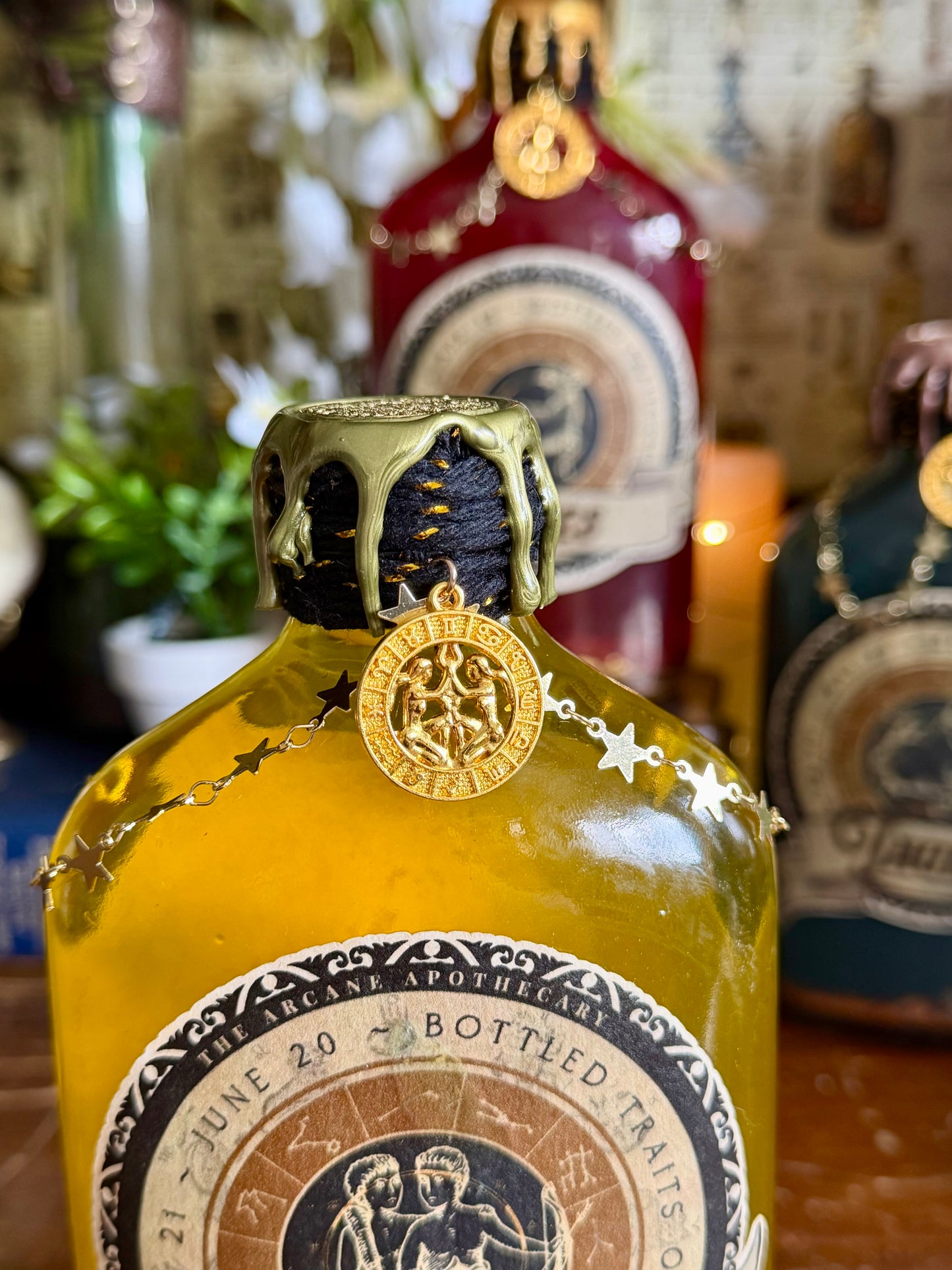 Zodiac Gemini Potion Collectible | Astrology Decor | Witchy Display Bottle