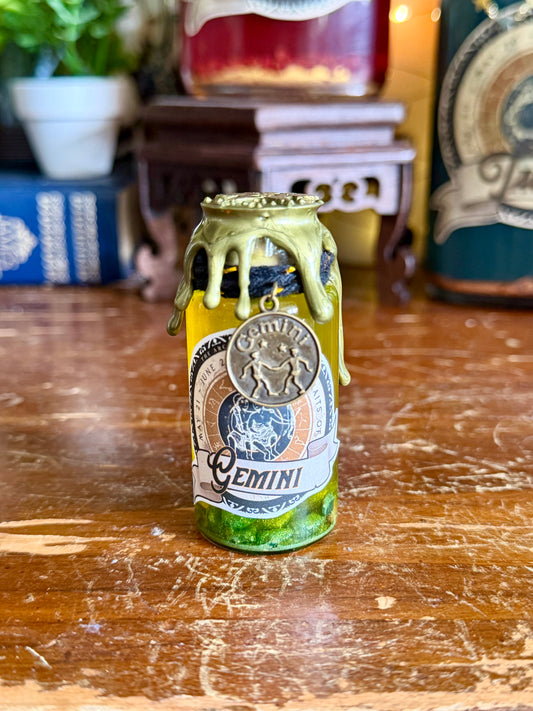 Mini Zodiac Gemini Potion Collectible | Astrology Decor | Witchy Display Bottle