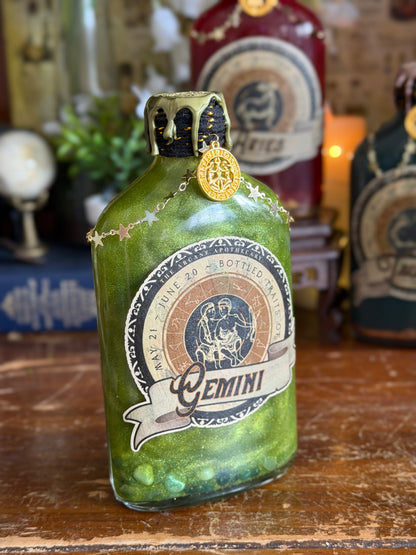 Zodiac Gemini Potion Collectible | Astrology Decor | Witchy Display Bottle