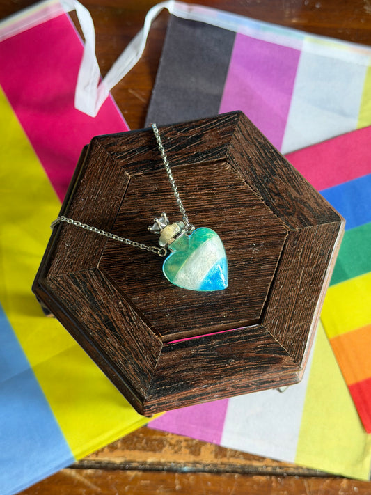 Gay Men’s Pride Flag Heart Pendant | Handmade LGBTQ+ Glass Necklace | Queer Gift | Pride Jewelry