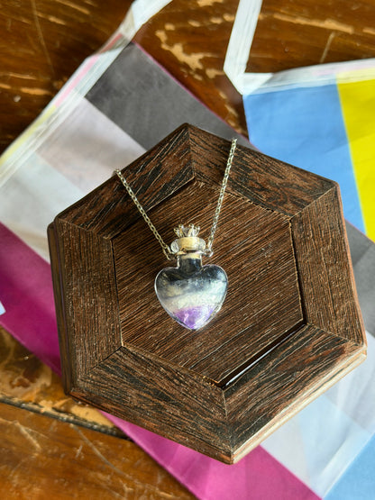 Asexual Pride Flag Heart Pendant | Handmade LGBTQ+ Glass Necklace | Queer Gift | Pride Jewelry