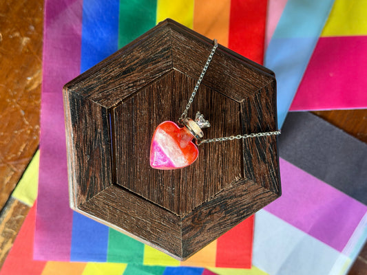 Lesbian Pride Flag Heart Pendant | Handmade LGBTQ+ Glass Necklace | Queer Gift | Pride Jewelry