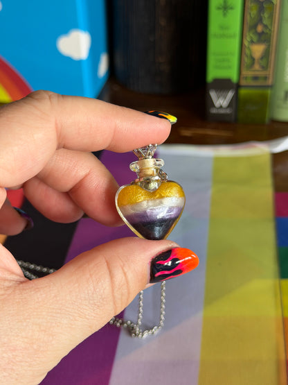 Nonbinary Pride Flag Heart Pendant | Handmade LGBTQ+ Glass Necklace | Queer Gift | Pride Jewelry