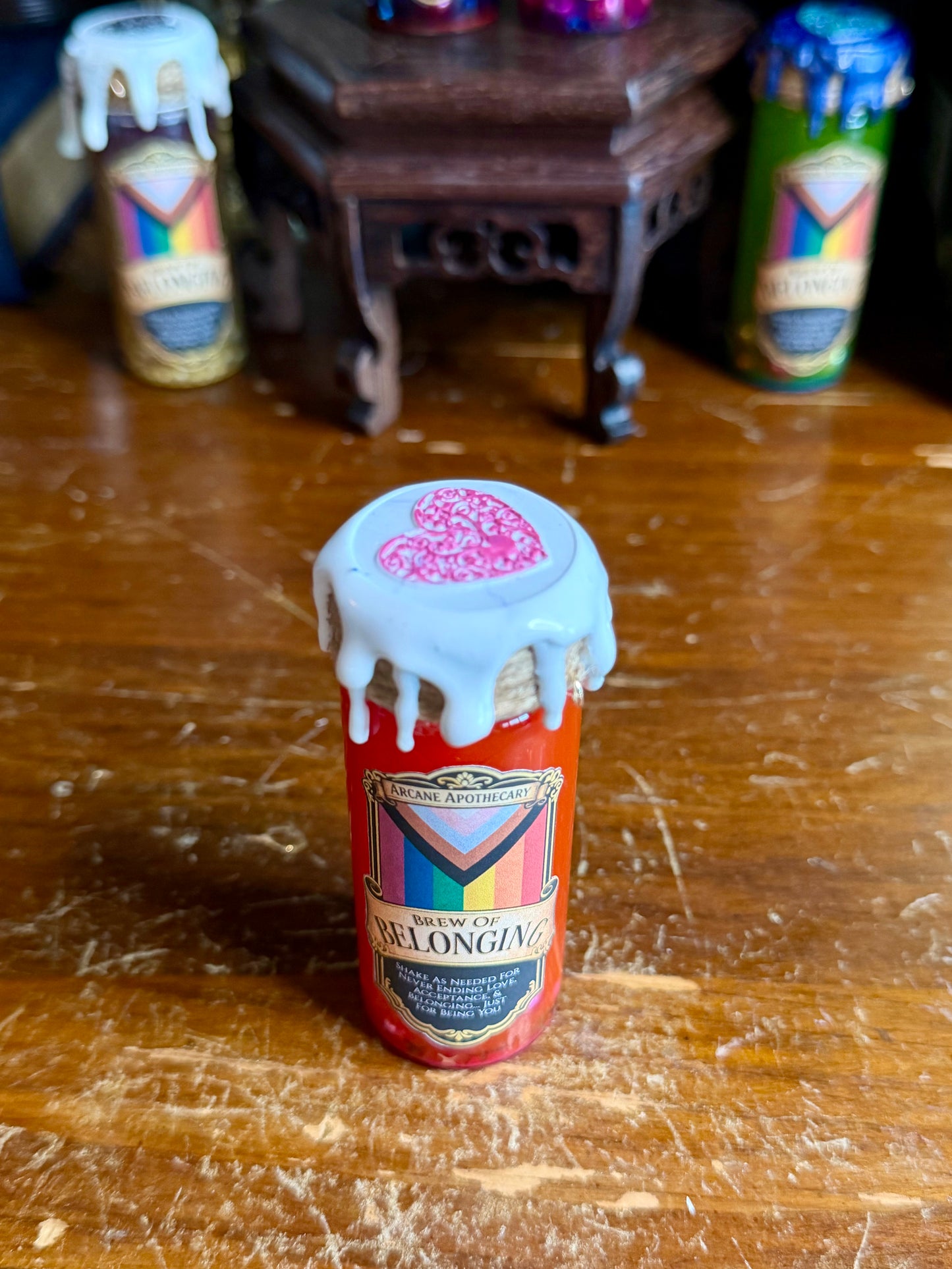 Brew of Belonging Orange to Pink | LGBTQ Pride Decor | Custom Pride Charm | Handmade Queer Gift | Magical Display Bottle