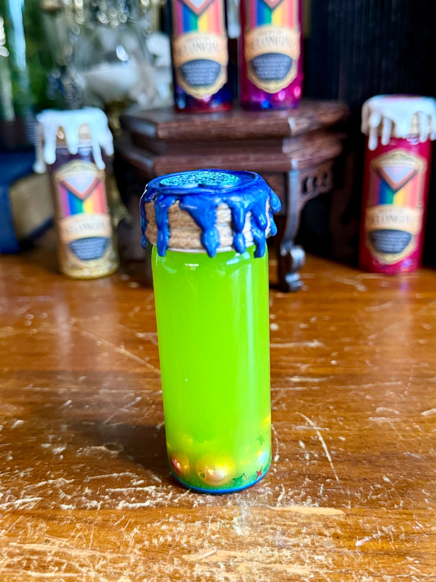 Brew of Belonging Green to Blue | LGBTQ Pride Decor | Custom Pride Charm | Handmade Queer Gift | Magical Display Bottle