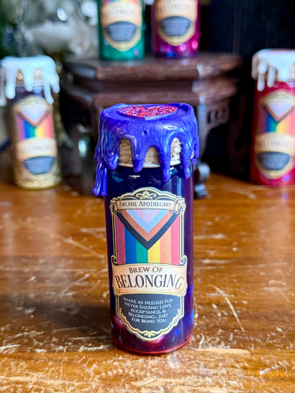 Brew of Belonging Purple to Red | LGBTQ Pride Decor | Custom Pride Charm | Handmade Queer Gift | Magical Display Bottle