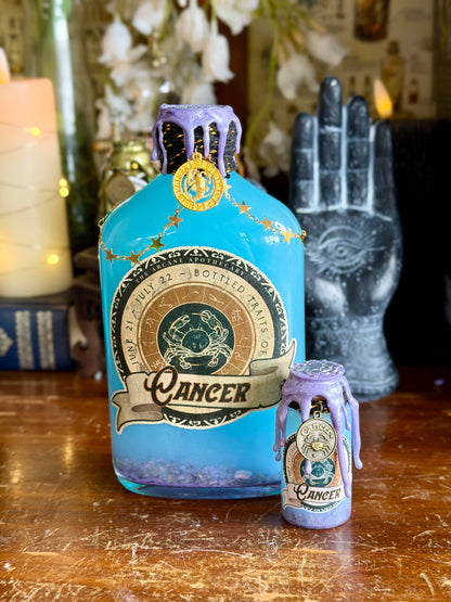 Zodiac Cancer Potion Collectible | Astrology Decor | Witchy Display Bottle