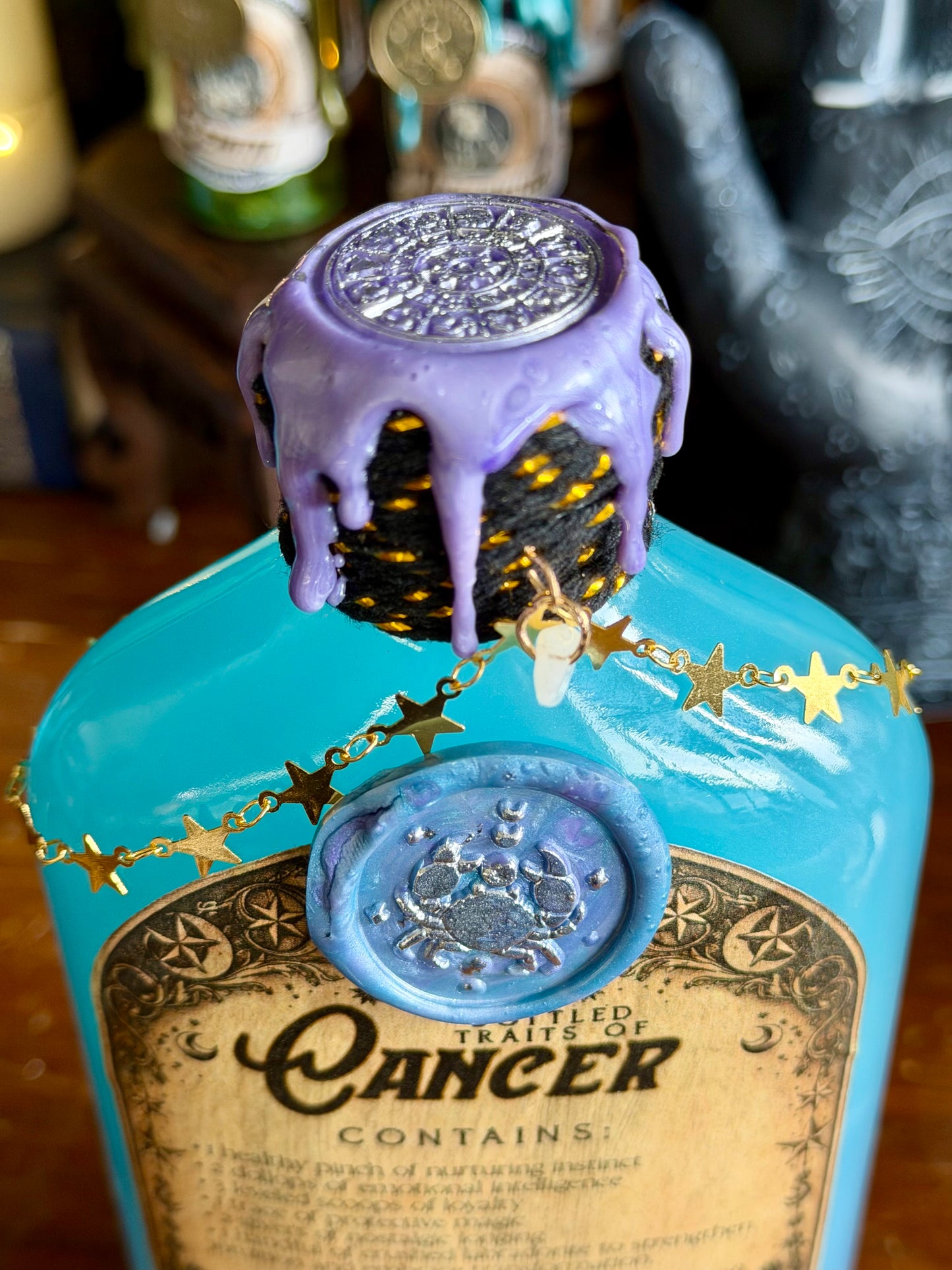 Zodiac Cancer Potion Collectible | Astrology Decor | Witchy Display Bottle