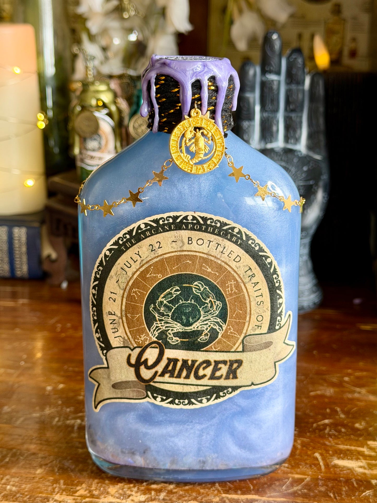Zodiac Cancer Potion Collectible | Astrology Decor | Witchy Display Bottle