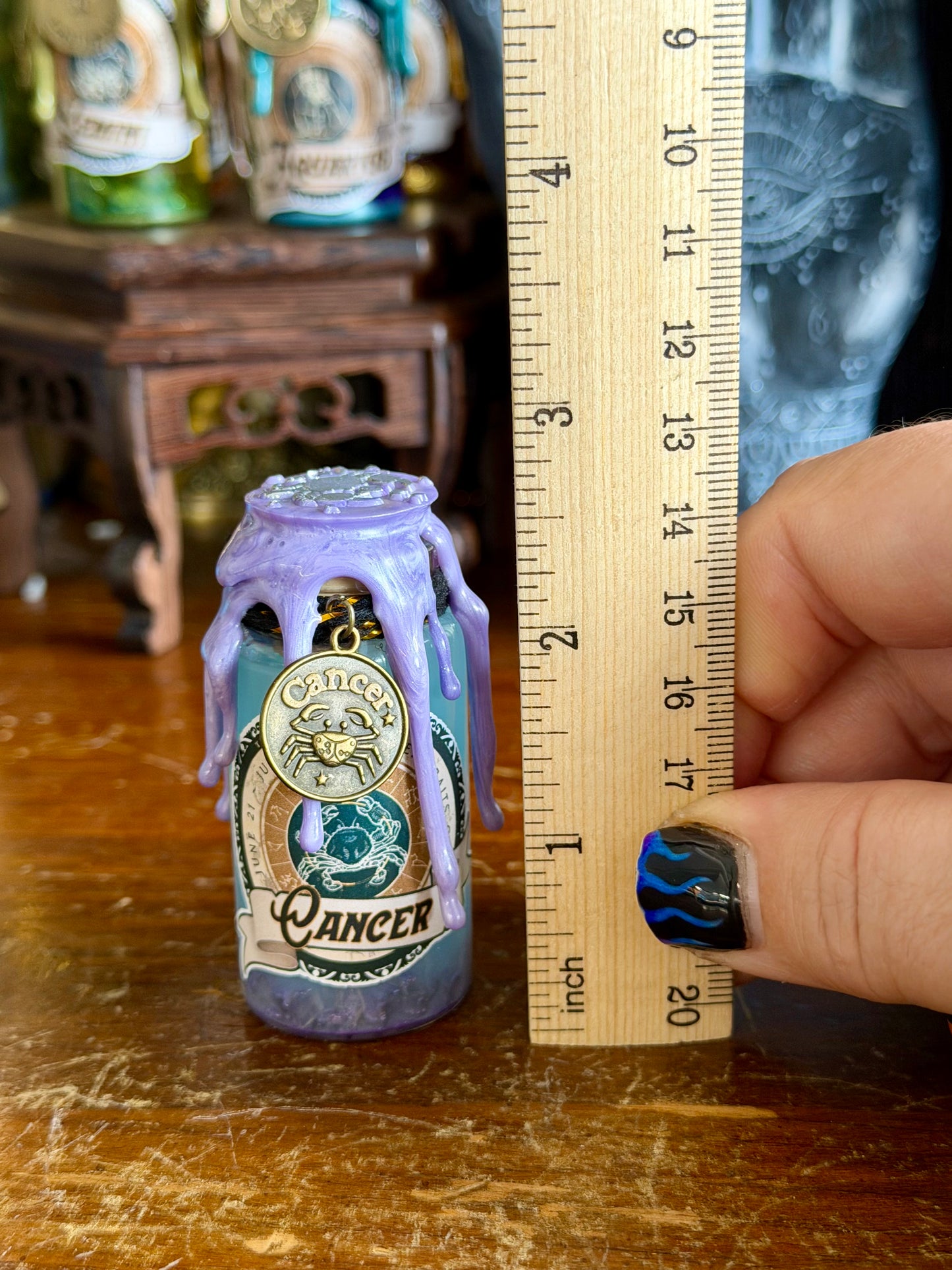 Mini Zodiac Cancer Potion Collectible | Astrology Decor | Witchy Display Bottle