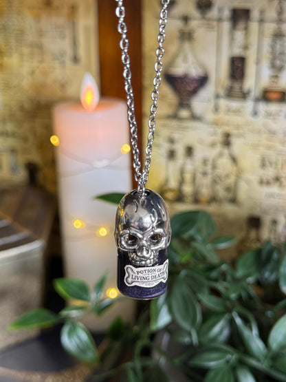 Potion of Living Death Pendant | Skull Vial Necklace | Gothic Jewelry
