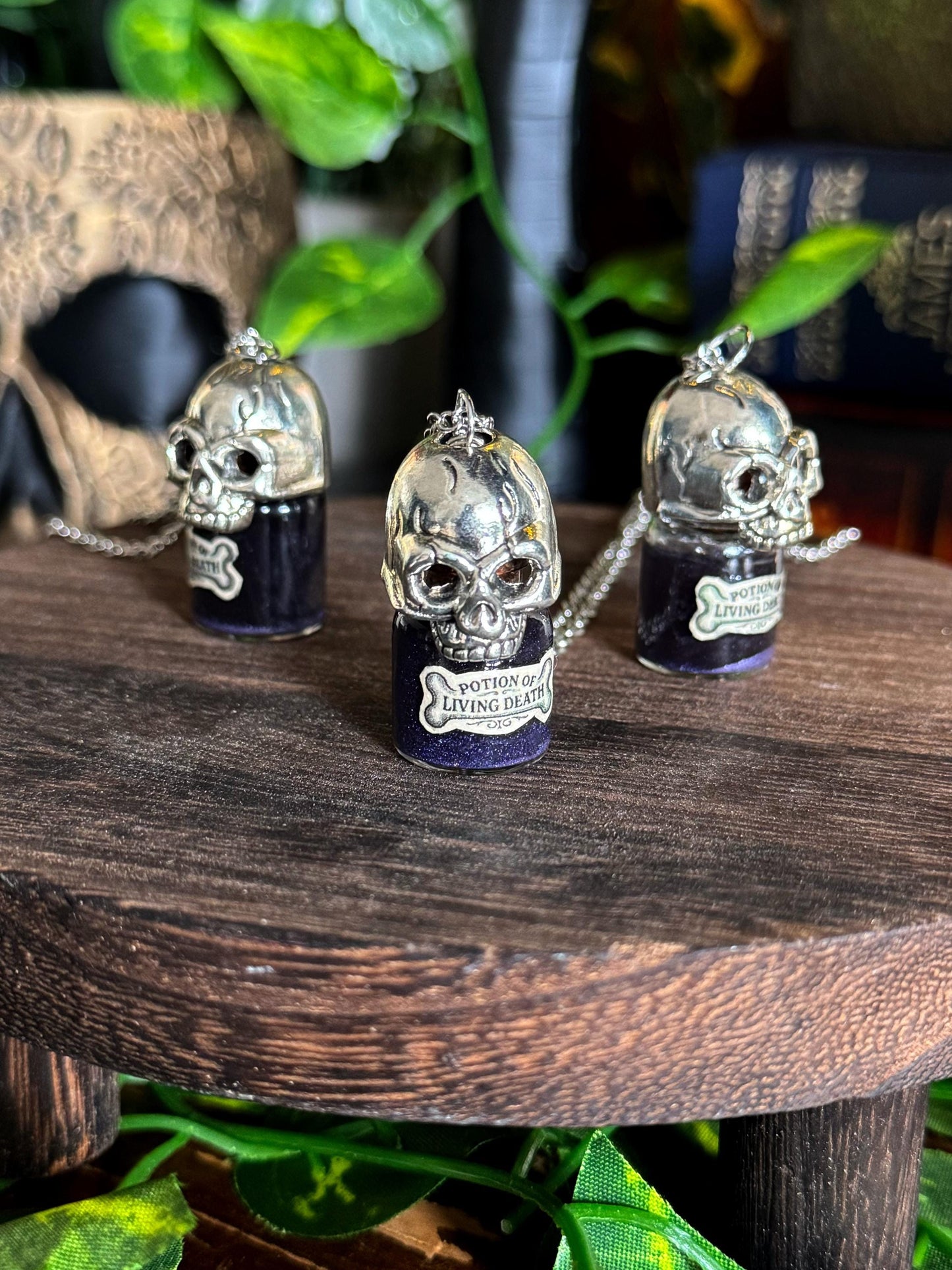 Potion of Living Death Pendant | Skull Vial Necklace | Gothic Jewelry