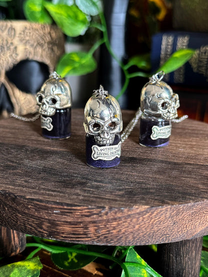 Potion of Living Death Pendant | Skull Vial Necklace | Gothic Jewelry