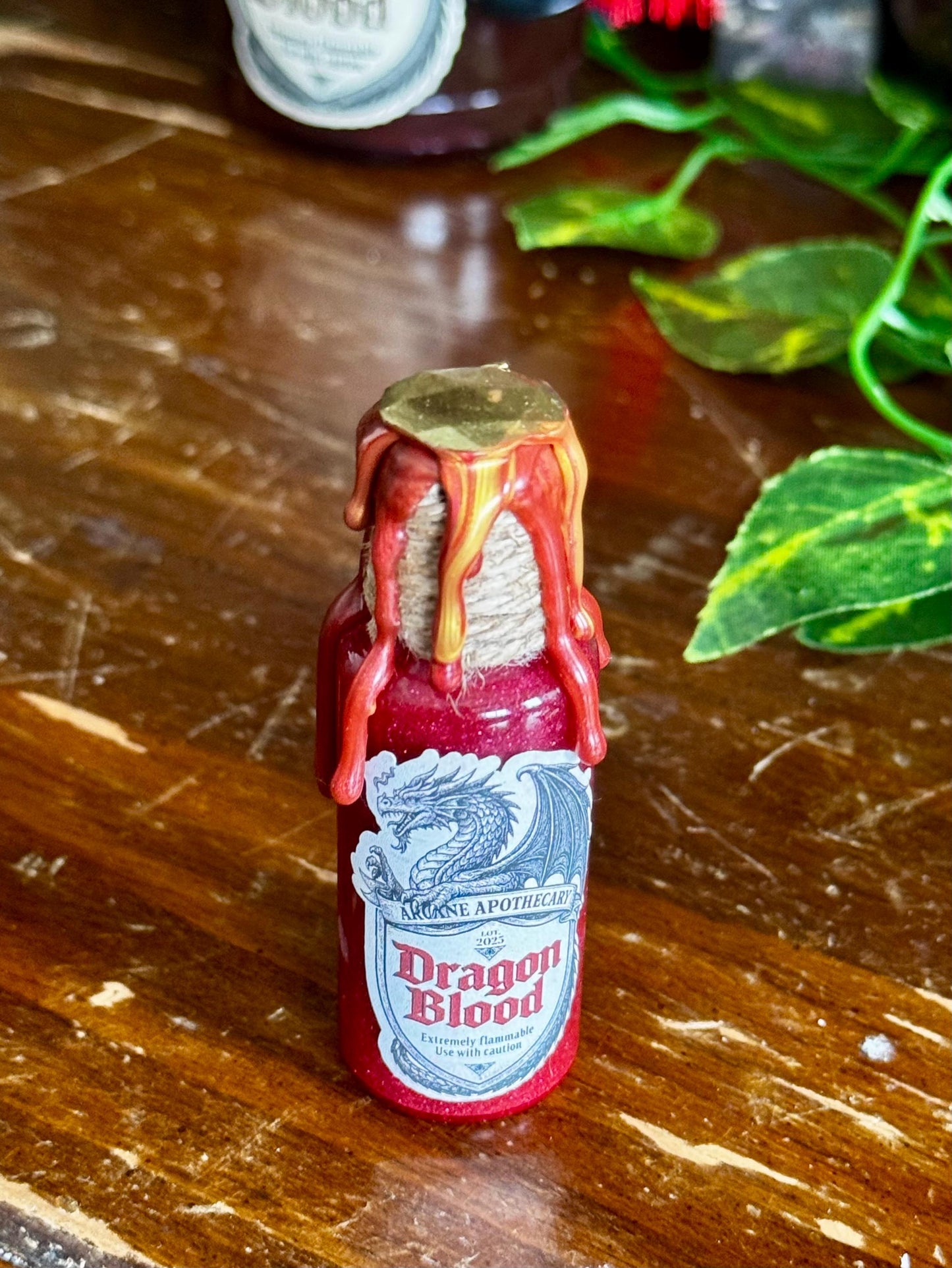 Tiny Dragon Blood Potion | Fantasy Shelf Decor | Miniature Interactive Elixir Bottle