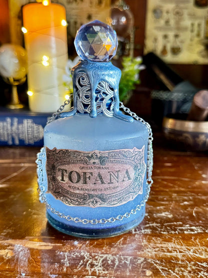 Aqua Tofana Replica Decorative Potion Collectible | Historical Poison | Frosted Aged Display Bottle