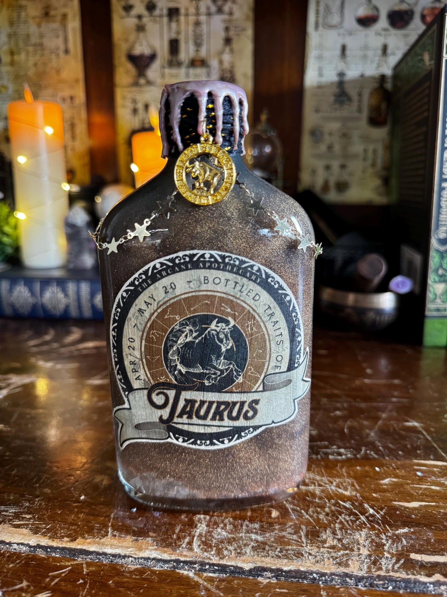 Zodiac Taurus Potion Collectible | Astrology Decor | Witchy Display Bottle