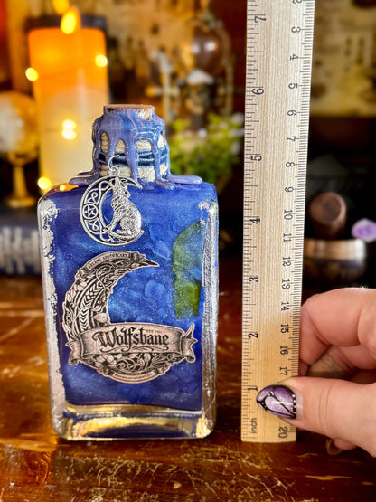 Wolfsbane Decorative Potion Collectible | Historical Poison | Purple Witchy Wolf Moon Display Bottle