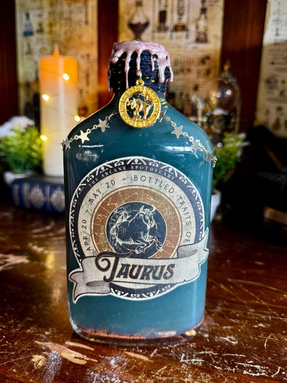 Zodiac Taurus Potion Collectible | Astrology Decor | Witchy Display Bottle