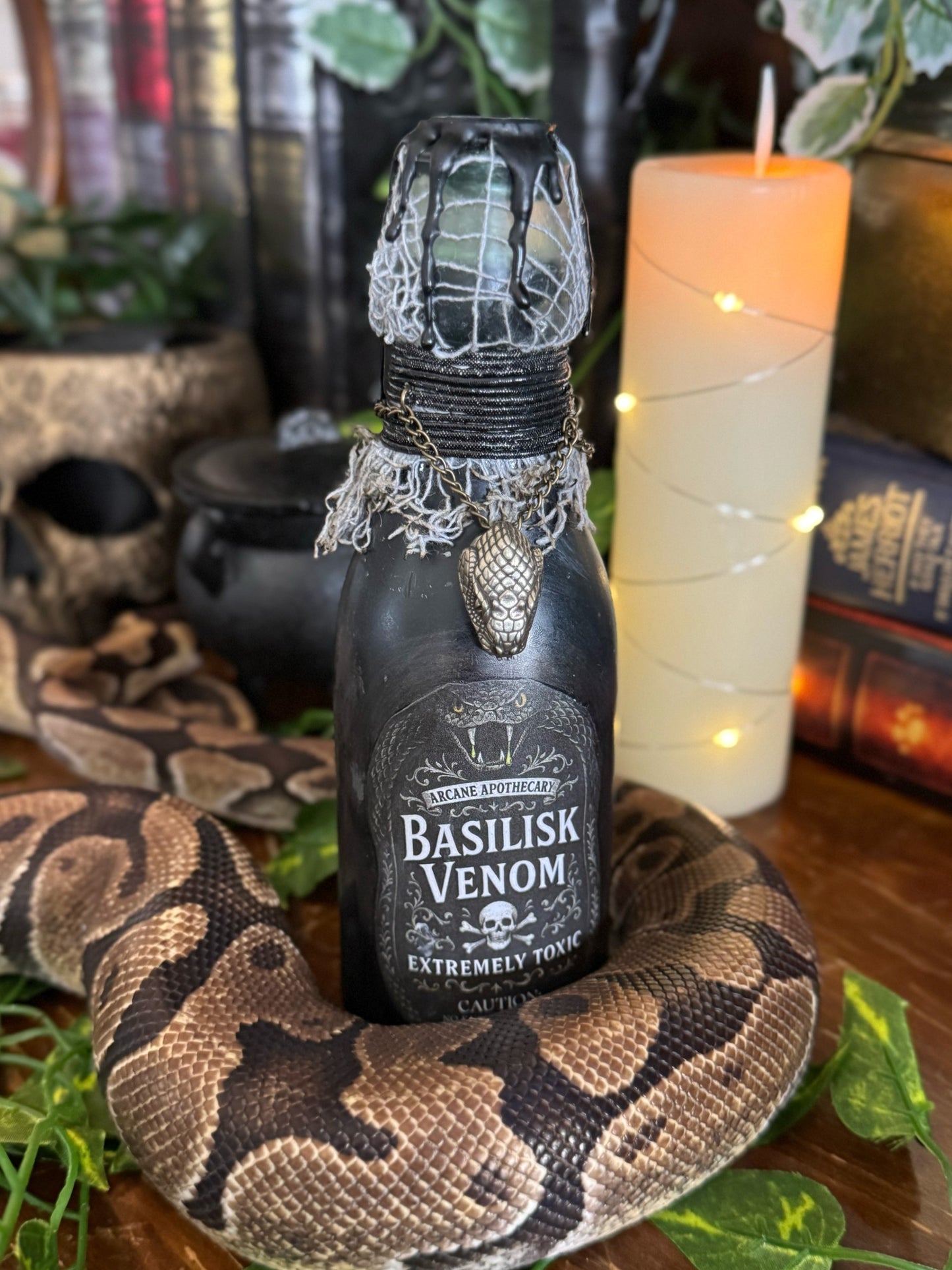 Basilisk Venom Color Change Potion Bottle Decor | Phoenix Tear Antidote | Gothic Snake Vial