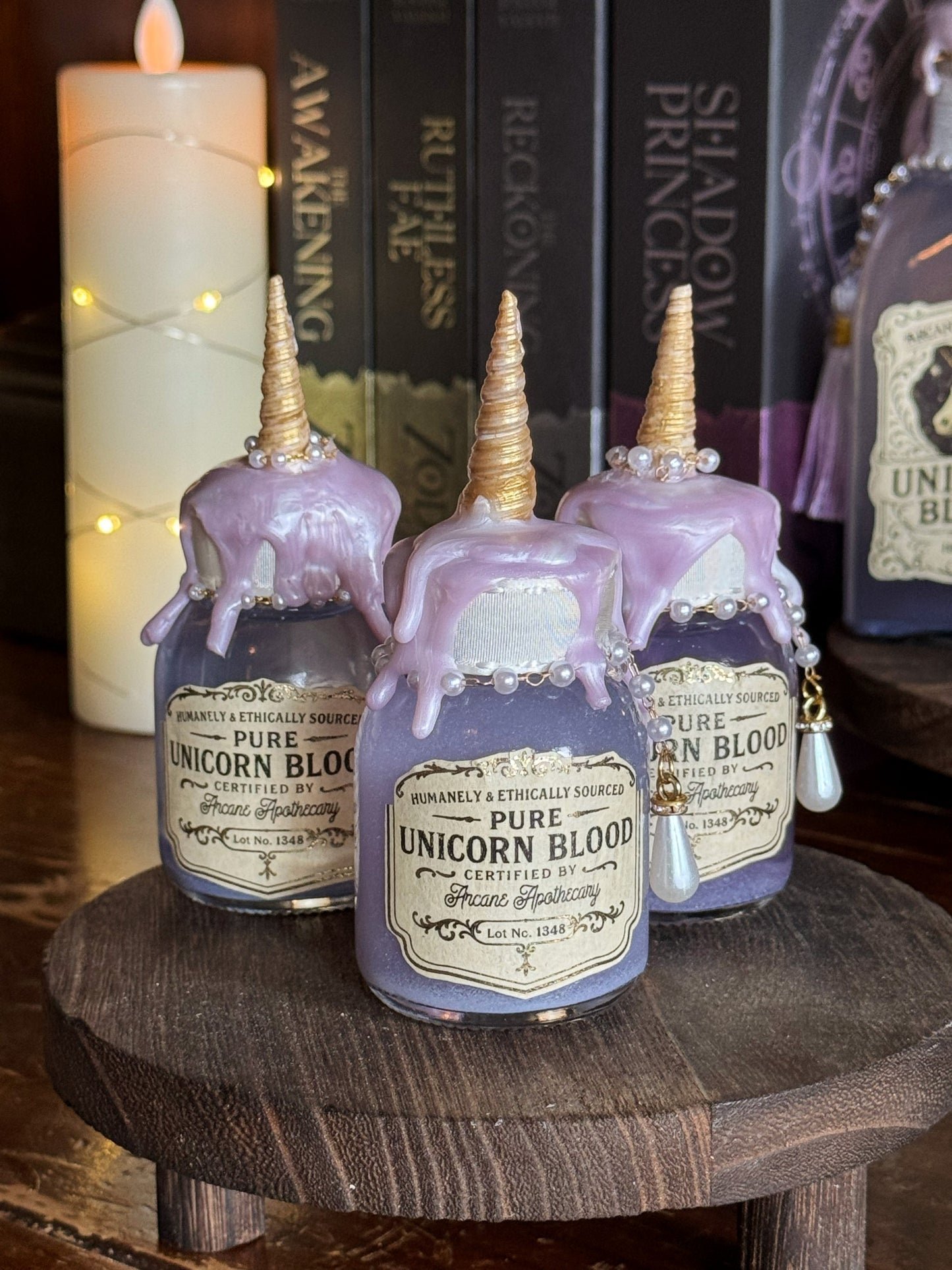 Unicorn Blood Mini Potion Bottle with Horn | Fantasy Desk Display Bookshelf Decor & Fidget
