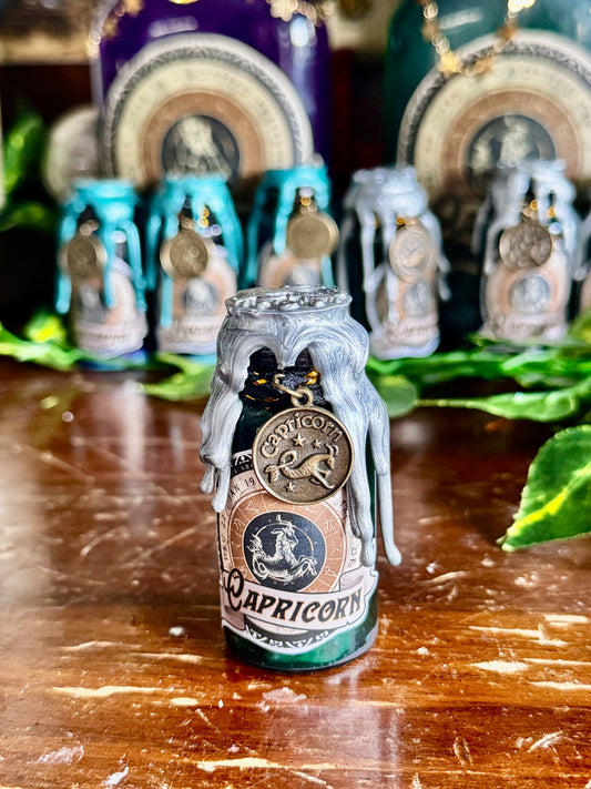 Mini Zodiac Capricorn Potion Collectible | Astrology Decor | Witchy Display Bottle