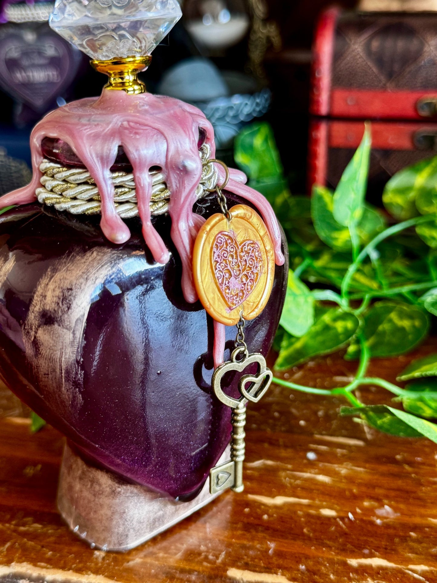 Love Potion | Decorative Swirling Heart Bottle | Romantic Display Apothecary Decor