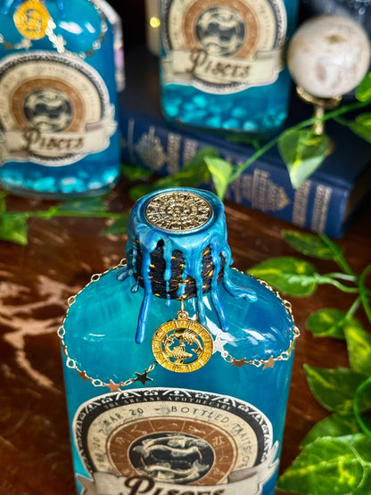 Zodiac Pisces Potion Collectible | Astrology Decor | Witchy Display Bottle